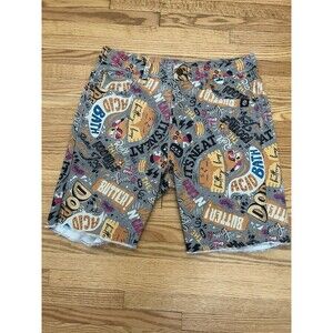Born Primitive The Buttery Bros Men's Spellout Party 5 Pocket Shorts Size M Gray